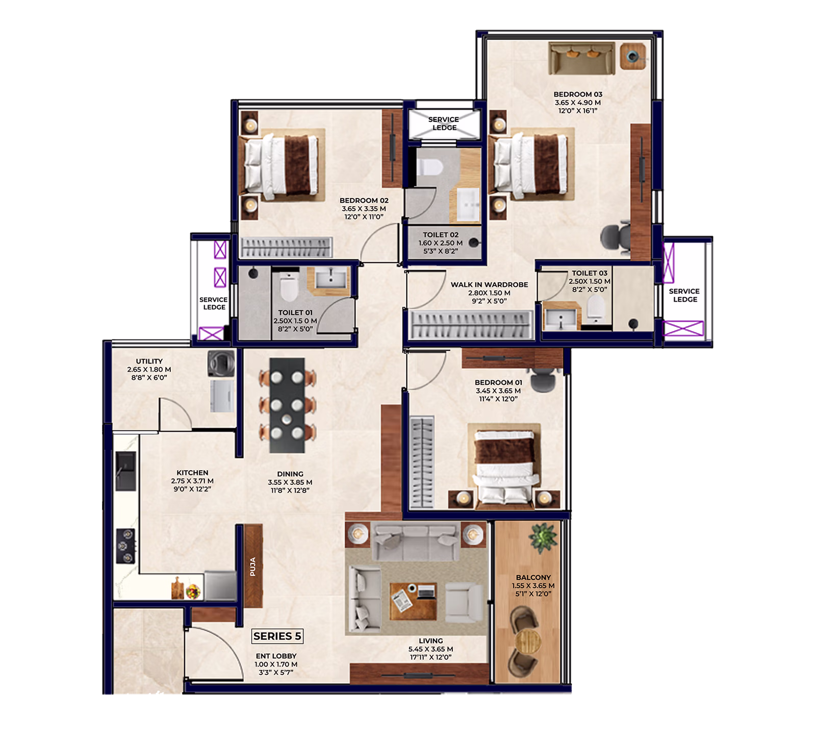 3 BHK - 1339 Sq.Ft