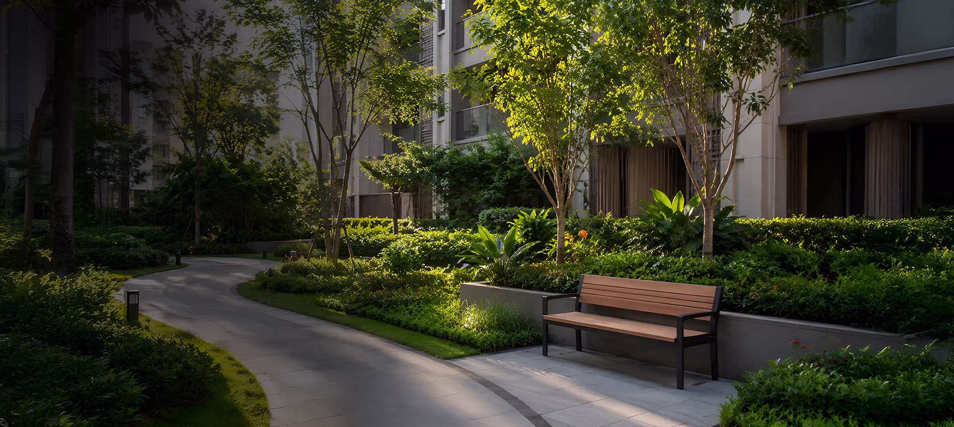 Avira landscaped residential courtyard