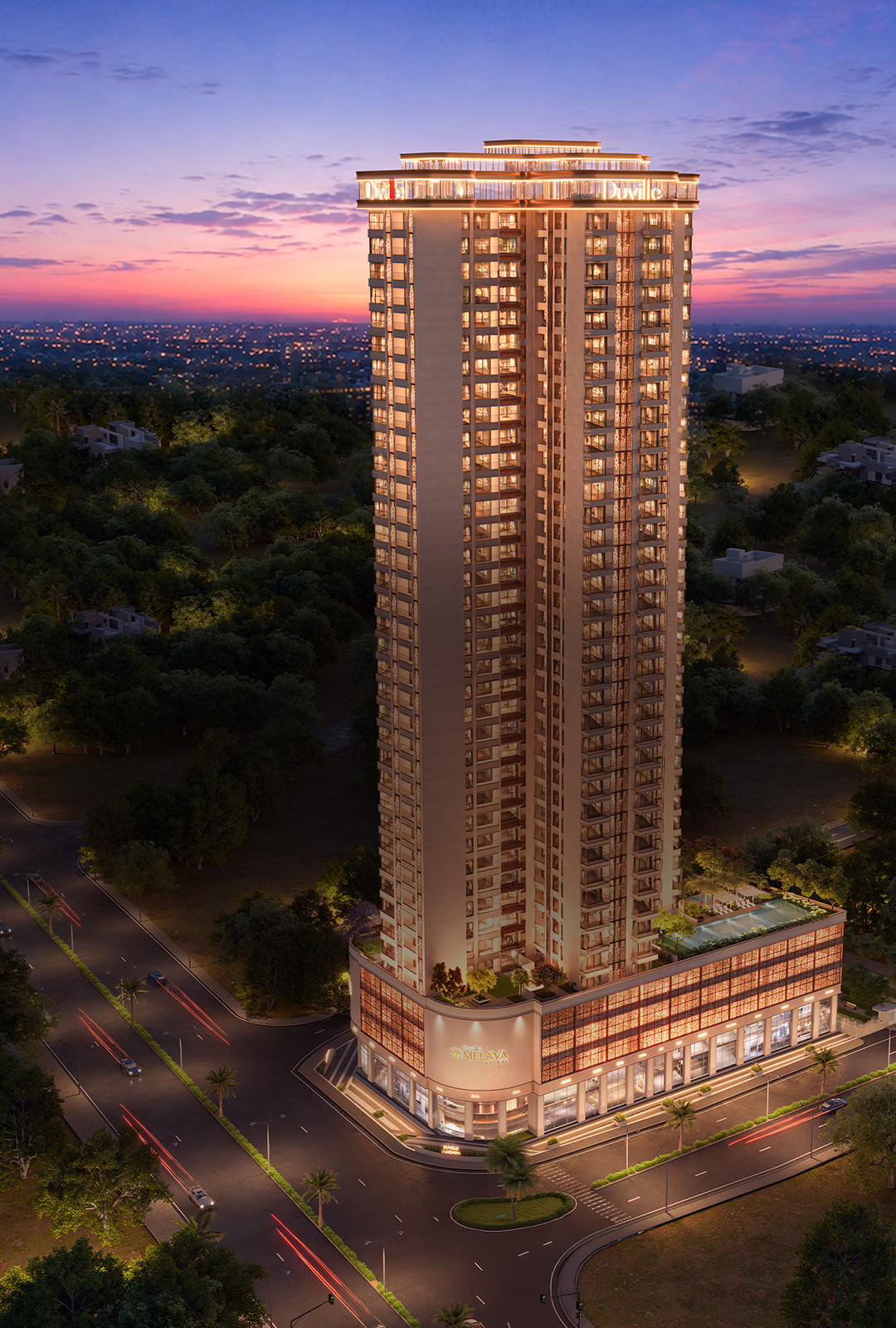 Duville Avira Tower at Twilight